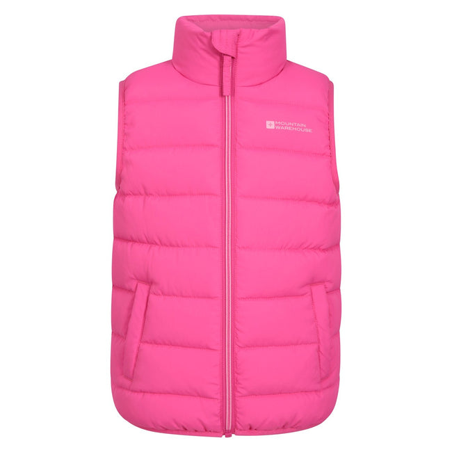 Pink - Front - Mountain Warehouse Childrens-Kids Rocko Plain Padded Gilet