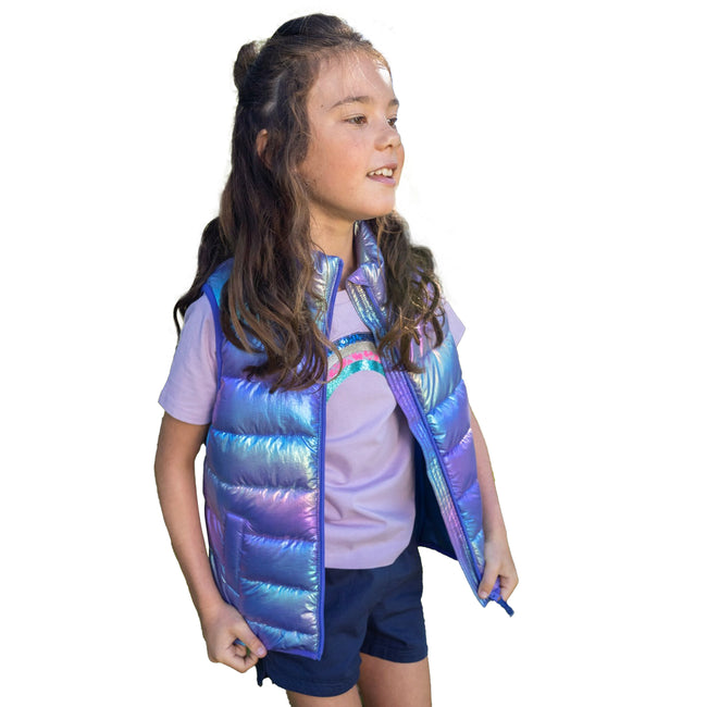 Blue - Close up - Mountain Warehouse Childrens-Kids Rocko Plain Padded Gilet