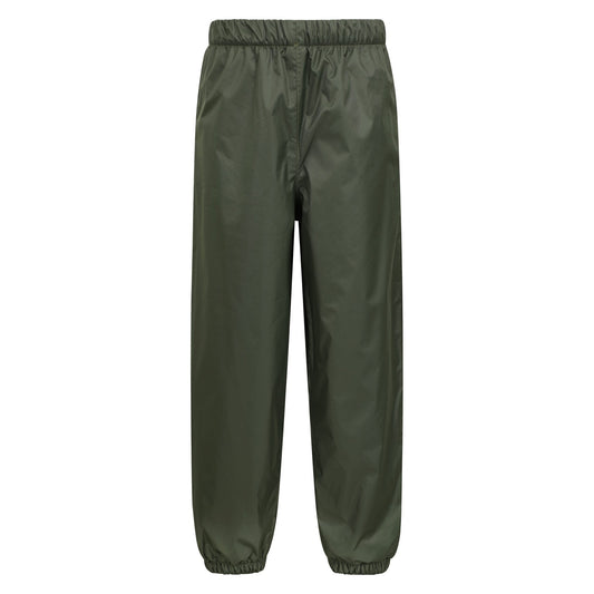Khaki Green - Front - Mountain Warehouse Childrens-Kids Fleece Lined Waterproof Trousers