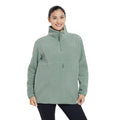 Khaki Green - Close up - Mountain Warehouse Womens-Ladies Cosy Sherpa Half Zip Maternity Fleece Top