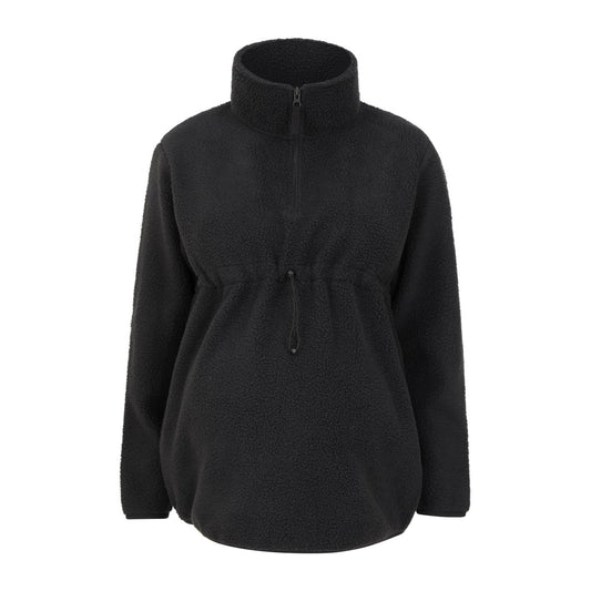 Black - Front - Mountain Warehouse Womens-Ladies Cosy Sherpa Half Zip Maternity Fleece Top