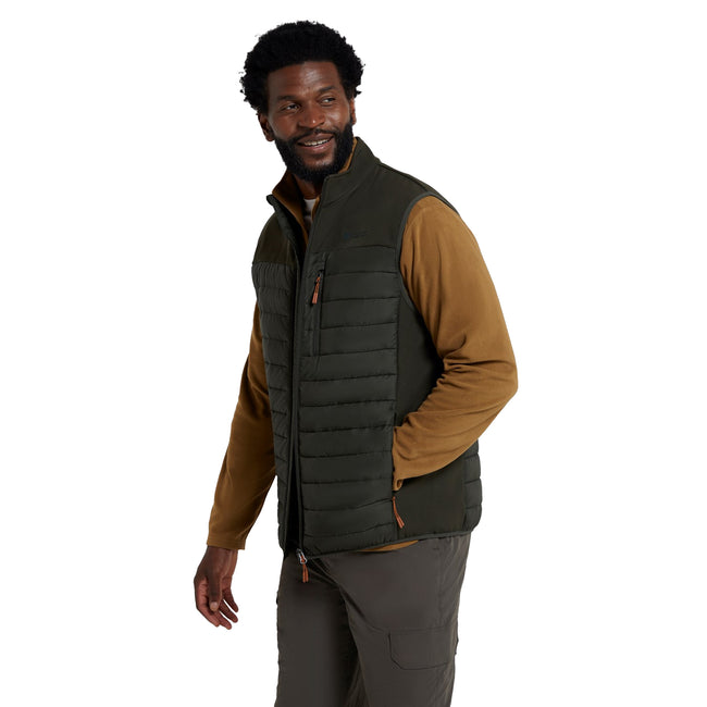Green - Close up - Mountain Warehouse Mens Turbine II Hybrid Padded Gilet