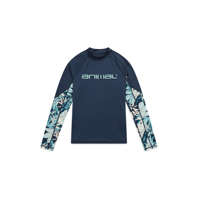 Navy - Front - Animal Womens-Ladies Lillie Contrast Panel Rash Guard