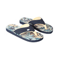 Blue-Yellow - Front - Animal Womens-Ladies Leaf Print Recycled Flip Flops