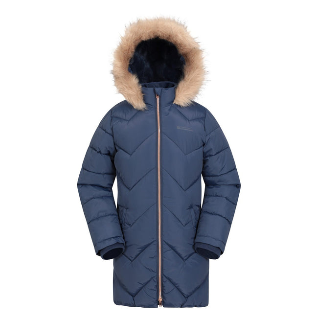 Navy - Front - Mountain Warehouse Childrens-Kids Galaxy Water Resistant Padded Jacket