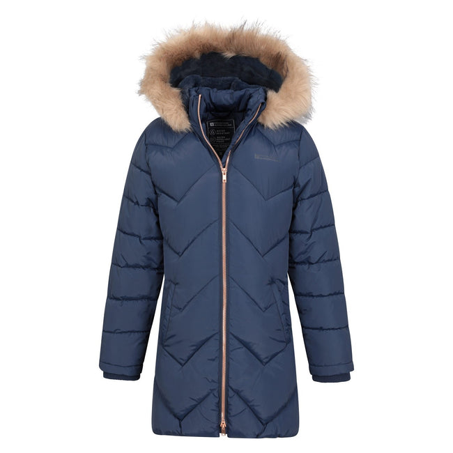 Navy - Pack Shot - Mountain Warehouse Childrens-Kids Galaxy Water Resistant Padded Jacket