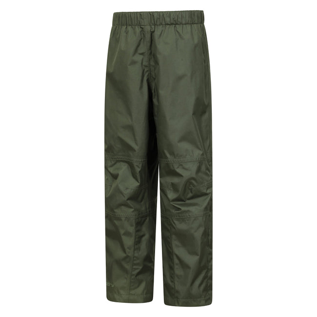 Khaki Green - Side - Mountain Warehouse Childrens-Kids Spray II Waterproof Over Trousers