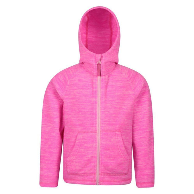 Bright Pink - Front - Mountain Warehouse Childrens-Kids Snowdonia Microfleece Full Zip Hoodie