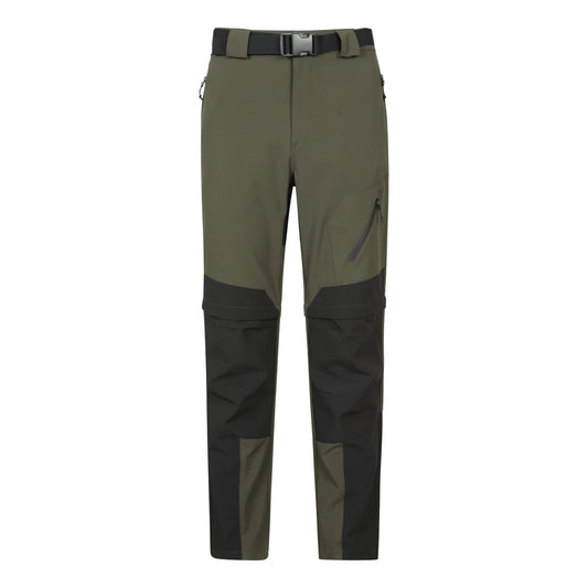 Green - Front - Mountain Warehouse Mens Forest Convertible Hiking Trousers