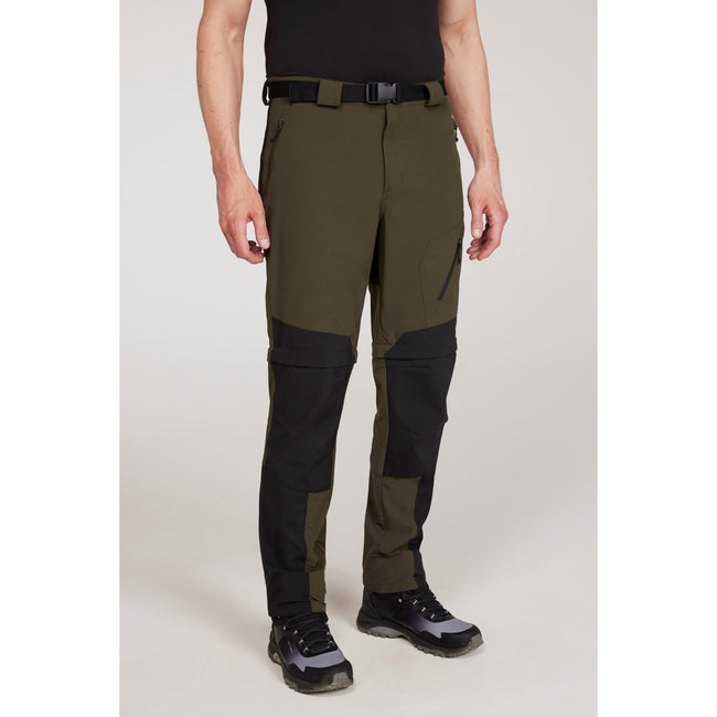 Green - Front - Mountain Warehouse Mens Forest Convertible Hiking Trousers