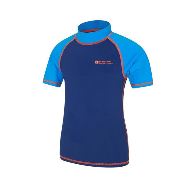 Blue - Back - Mountain Warehouse Childrens-Kids Sun Protective Short-Sleeved Swim Vest