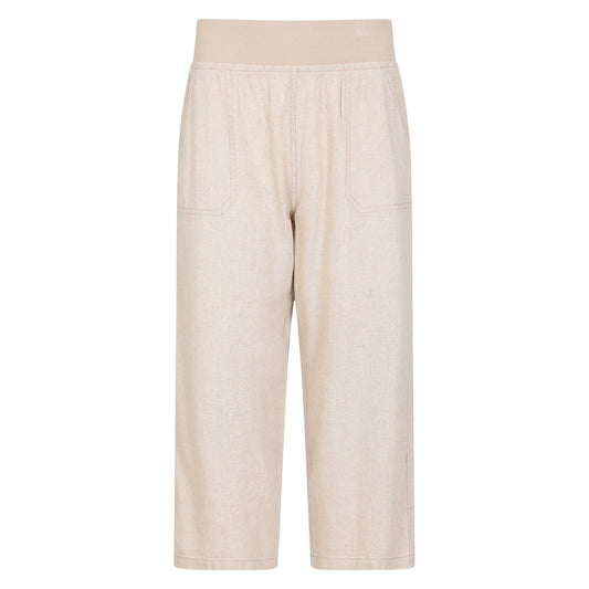 Beige - Front - Mountain Warehouse Womens-Ladies Skye Linen Blend Capri