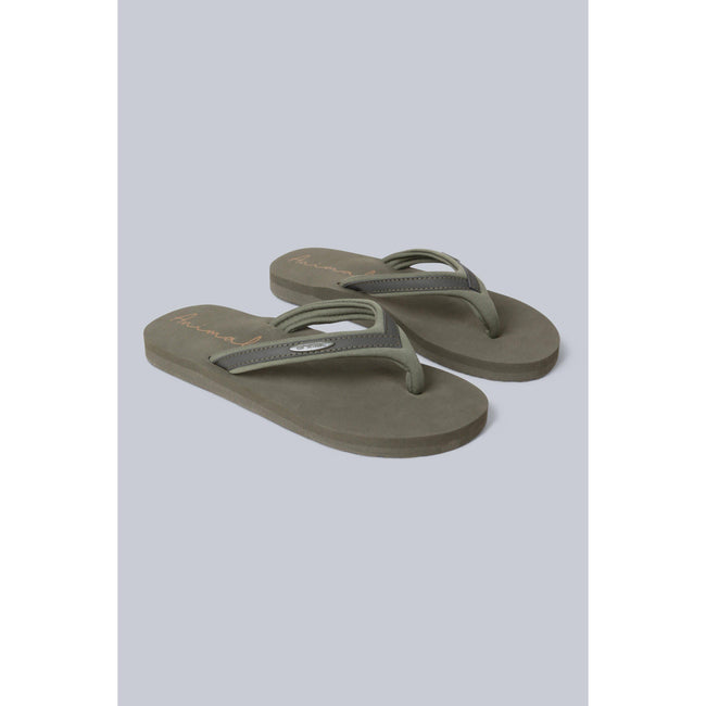 Dark Khaki - Front - Animal Womens-Ladies Swish Recycled Flip Flops