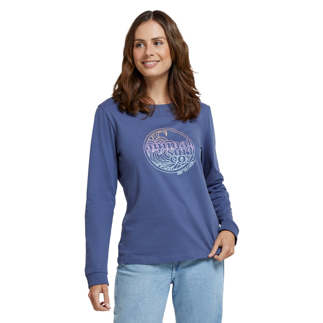 Dark Blue - Pack Shot - Animal Womens-Ladies Adriana Mystic Organic Long-Sleeved Top