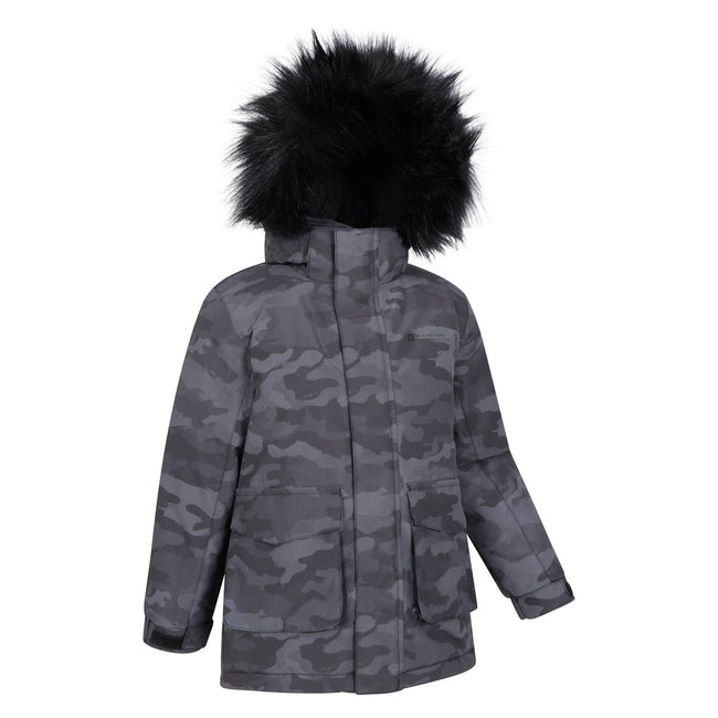 Grey - Side - Mountain Warehouse Childrens-Kids Ranger Camouflage Water Resistant Jacket
