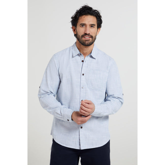 Blue - Front - Mountain Warehouse Mens Coconut Textured Long-Sleeved Shirt