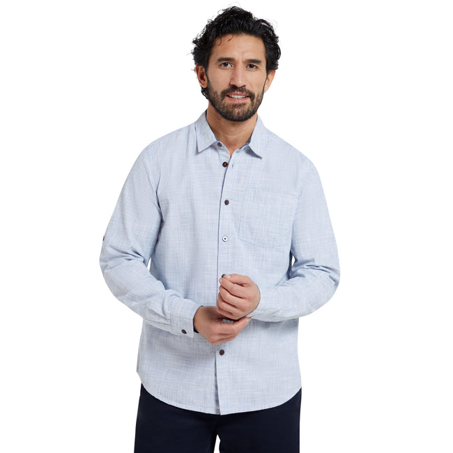 Denim - Pack Shot - Mountain Warehouse Mens Coconut Textured Long-Sleeved Shirt