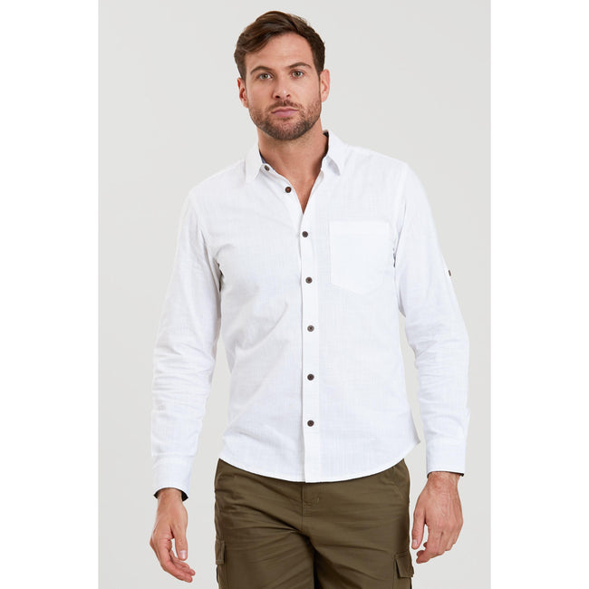 White - Front - Mountain Warehouse Mens Coconut Textured Long-Sleeved Shirt