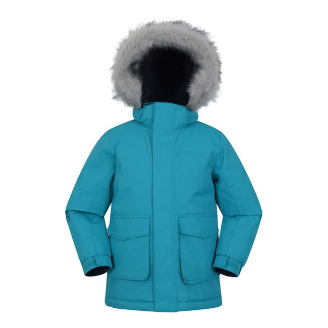Petrol - Front - Mountain Warehouse Childrens-Kids Ranger Logo Water Resistant Jacket