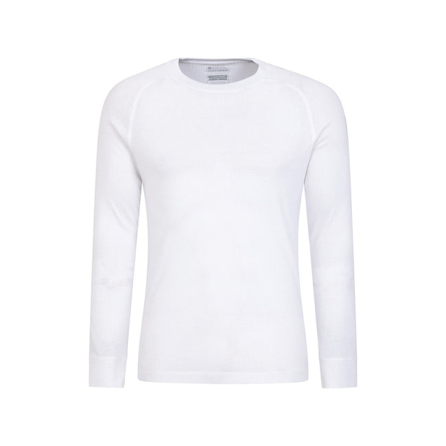 White - Front - Mountain Warehouse Mens Talus Round Neck Long-Sleeved Thermal Top