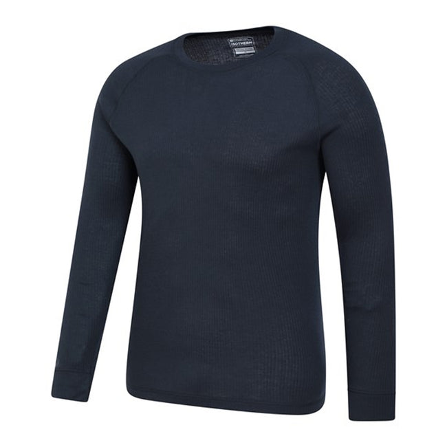 Navy - Side - Mountain Warehouse Mens Talus Round Neck Long-Sleeved Thermal Top
