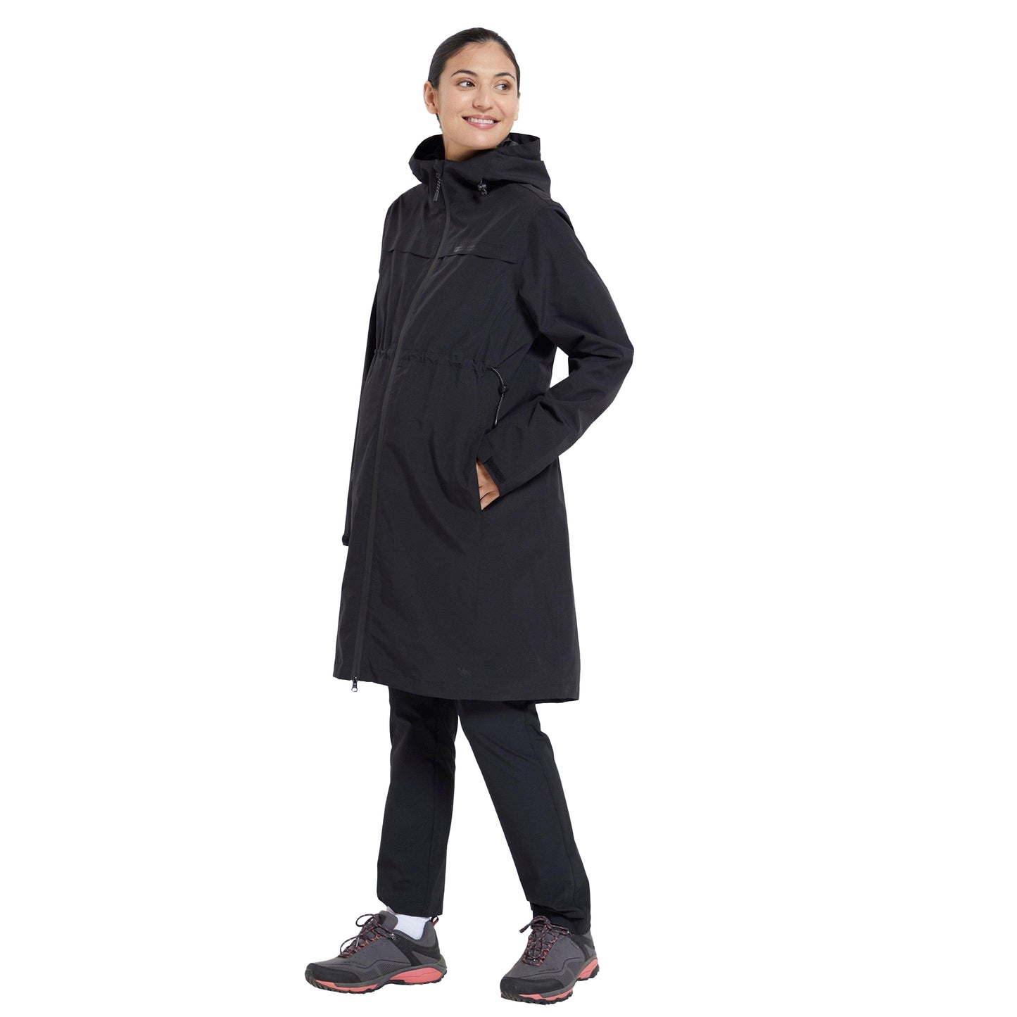 Black - Close up - Mountain Warehouse Womens-Ladies Hilltop Lightweight Waterproof Maternity Jacket