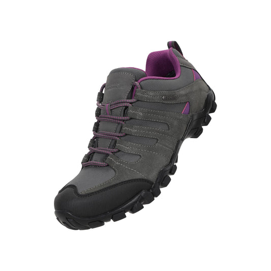 Grey - Front - Mountain Warehouse Womens-Ladies Belfour Suede Waterproof Walking Shoes
