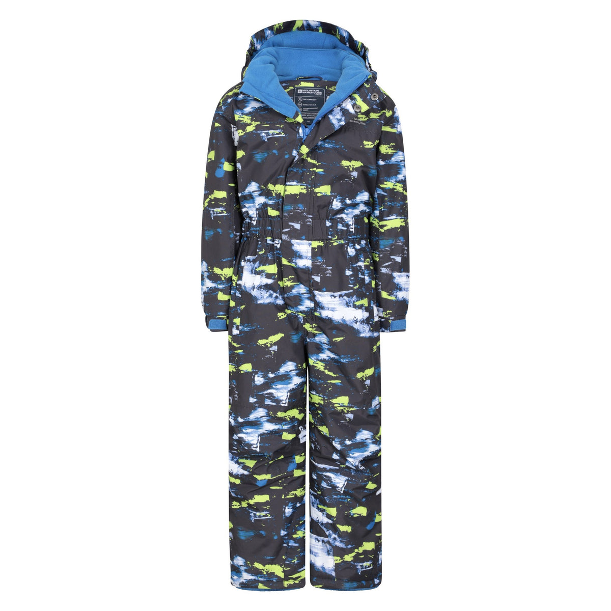Black-Blue-Yellow - Pack Shot - Mountain Warehouse Childrens-Kids All In One Cloud Snowsuit