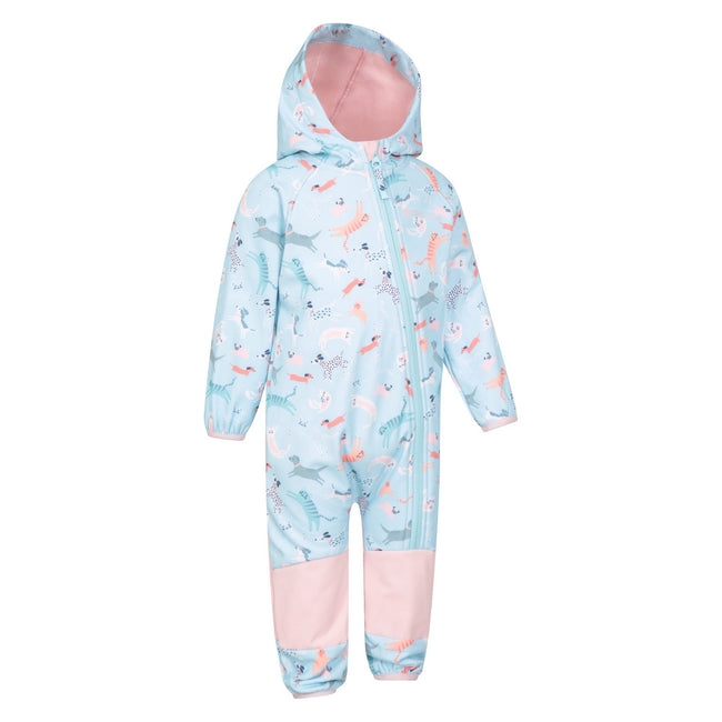 Light Blue - Side - Mountain Warehouse Childrens-Kids All In One Softshell Bodysuit