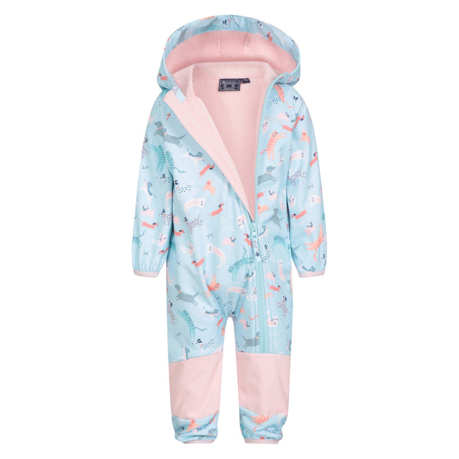 Light Blue - Close up - Mountain Warehouse Childrens-Kids All In One Softshell Bodysuit