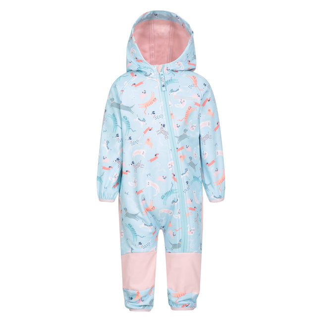 Light Blue - Front - Mountain Warehouse Childrens-Kids All In One Softshell Bodysuit
