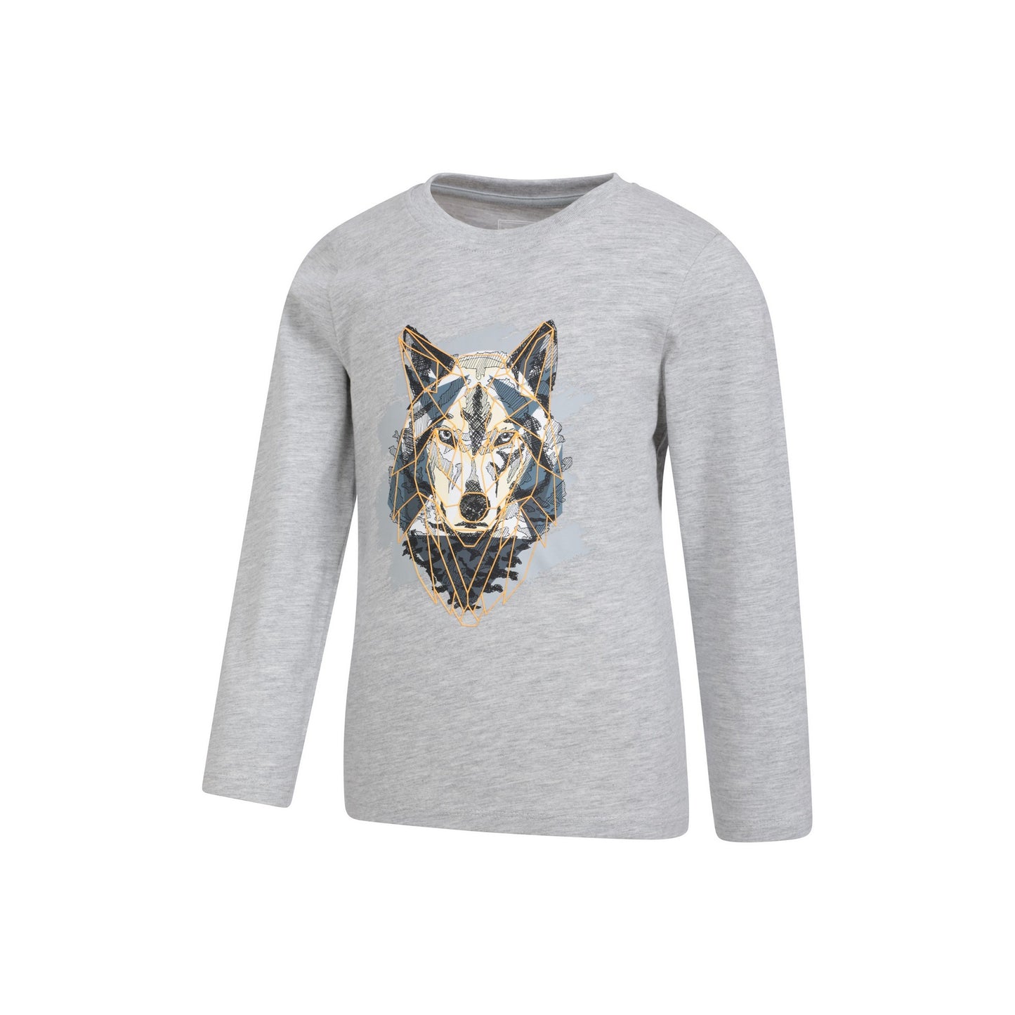 Beige - Side - Mountain Warehouse Childrens-Kids Wolf Organic Long-Sleeved T-Shirt