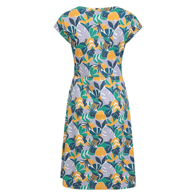Tropical Blue - Back - Mountain Warehouse Womens-Ladies Sorrento Leaves UV Protection Skater Dress