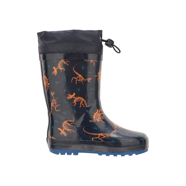 Teal - Pack Shot - Mountain Warehouse Childrens-Kids Dinosaur Skeleton Wellington Boots
