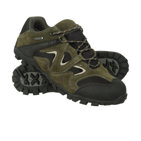 Khaki - Front - Mountain Warehouse Mens Curlews Waterproof Suede Walking Shoes