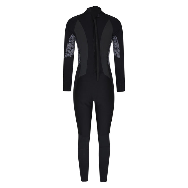 Black - Back - Mountain Warehouse Womens-Ladies Printed Full Wetsuit