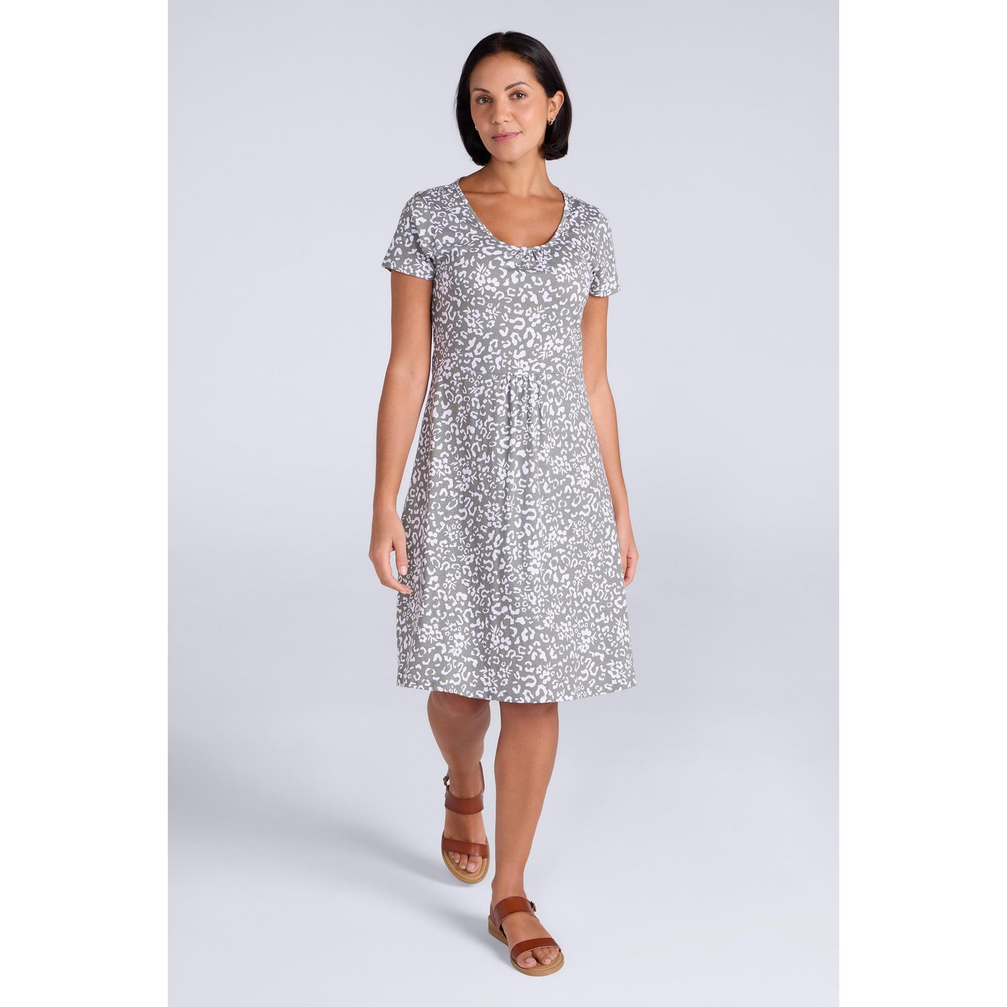 Light Khaki - Front - Mountain Warehouse Womens-Ladies Flora Denim UV Protection Midi Dress