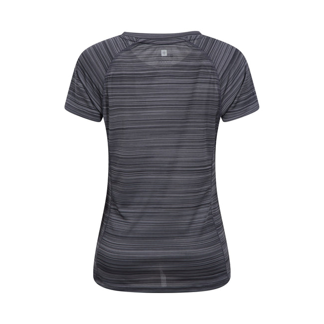 Grey - Back - Mountain Warehouse Womens-Ladies Endurance Striped T-Shirt
