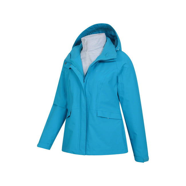 Bright Blue - Side - Mountain Warehouse Womens-Ladies Thunderstorm II 3 in 1 Waterproof Jacket