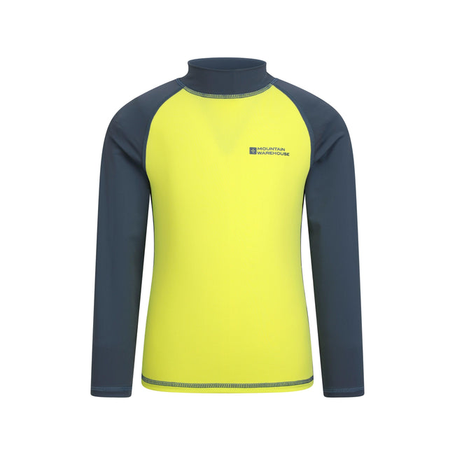 Light Grey-Yellow - Front - Mountain Warehouse Childrens-Kids Long-Sleeved Rash Top