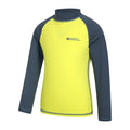 Light Grey-Yellow - Side - Mountain Warehouse Childrens-Kids Long-Sleeved Rash Top