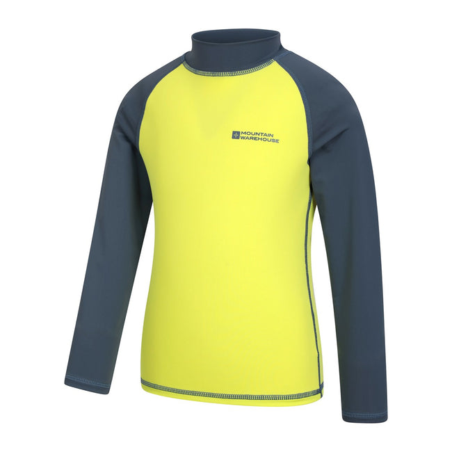 Light Grey-Yellow - Side - Mountain Warehouse Childrens-Kids Long-Sleeved Rash Top