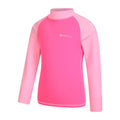 Bubblegum Pink - Side - Mountain Warehouse Childrens-Kids Long-Sleeved Rash Top