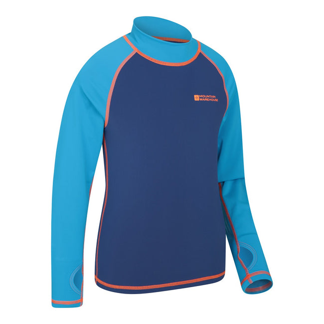 Blue - Back - Mountain Warehouse Childrens-Kids Long-Sleeved Rash Top
