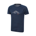 Dark Blue - Side - Mountain Warehouse Mens Quest Printed Merino Blend Thermal Top