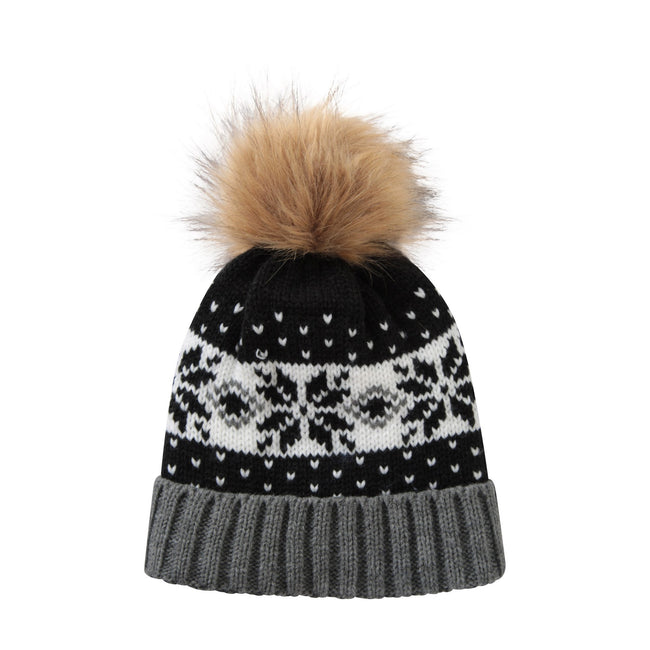 Black - Lifestyle - Mountain Warehouse Womens-Ladies Fair Isle Pom Pom Beanie