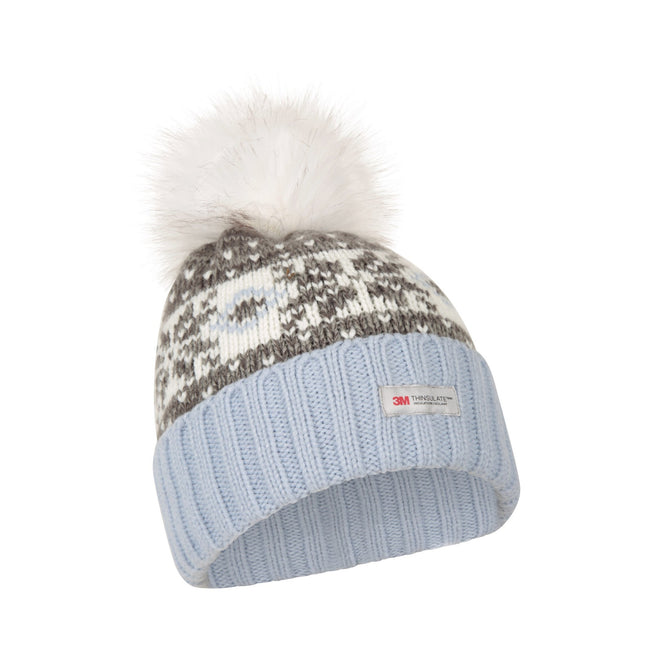 Grey - Side - Mountain Warehouse Womens-Ladies Fair Isle Pom Pom Beanie