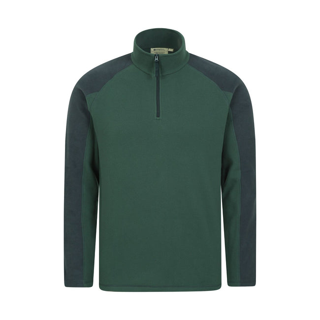 Khaki Green - Front - Mountain Warehouse Mens Ashbourne II Half Zip Fleece Top