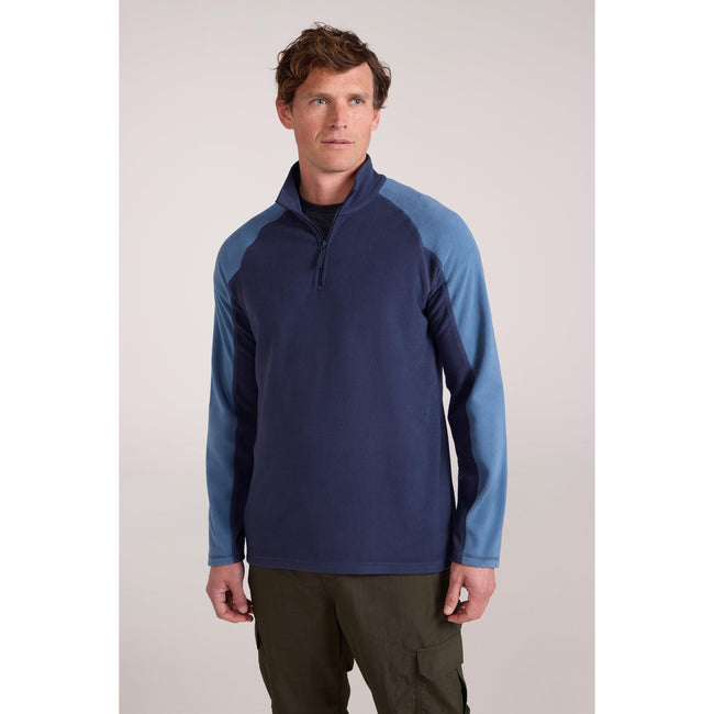 Blue - Front - Mountain Warehouse Mens Ashbourne II Half Zip Fleece Top