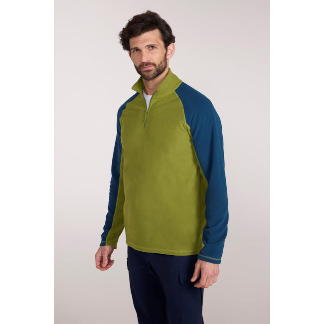Bright Green - Front - Mountain Warehouse Mens Ashbourne II Half Zip Fleece Top